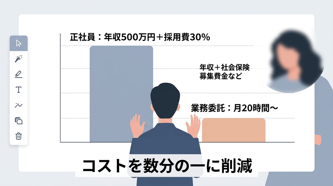 月20時間から可能な業務委託は、顧問契約と比較してどの程度コストを削減できるのか?