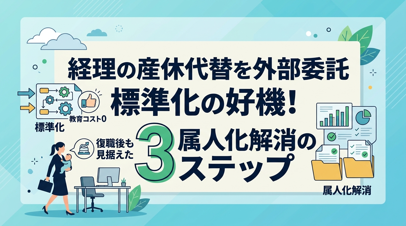 経理の産休代替は外部委託で標準化の好機に!復職後も見据えた属人化解消の3ステップ
