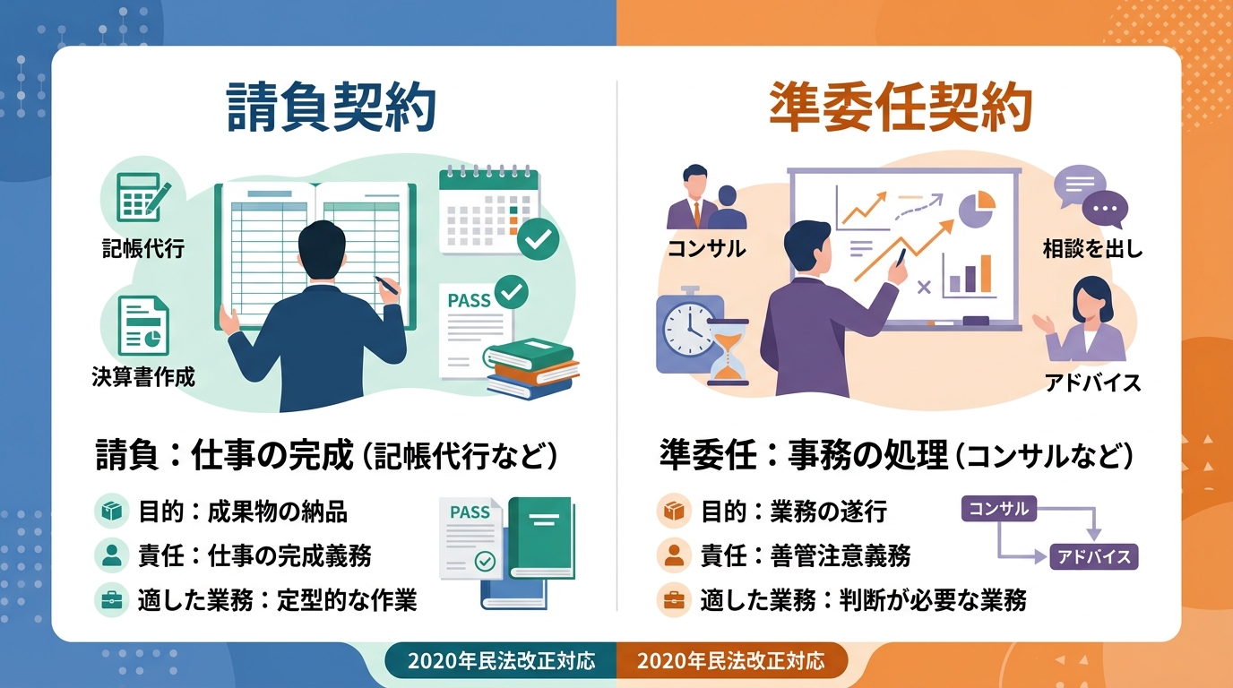 会計業務委託は「請負」と「準委任」のどちらの契約形態を選ぶべきか?
