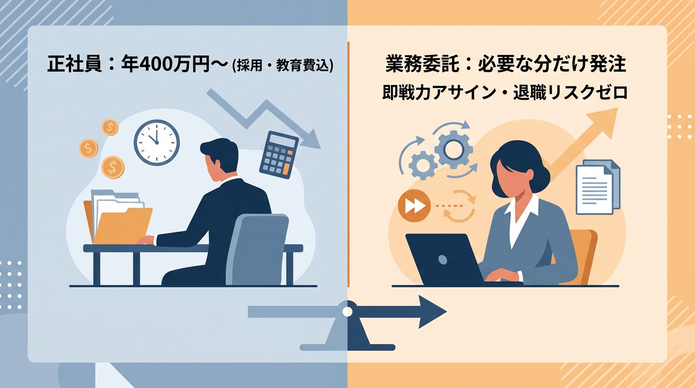 正社員採用と経理業務委託のROI(費用対効果)を比較するポイントは何か?