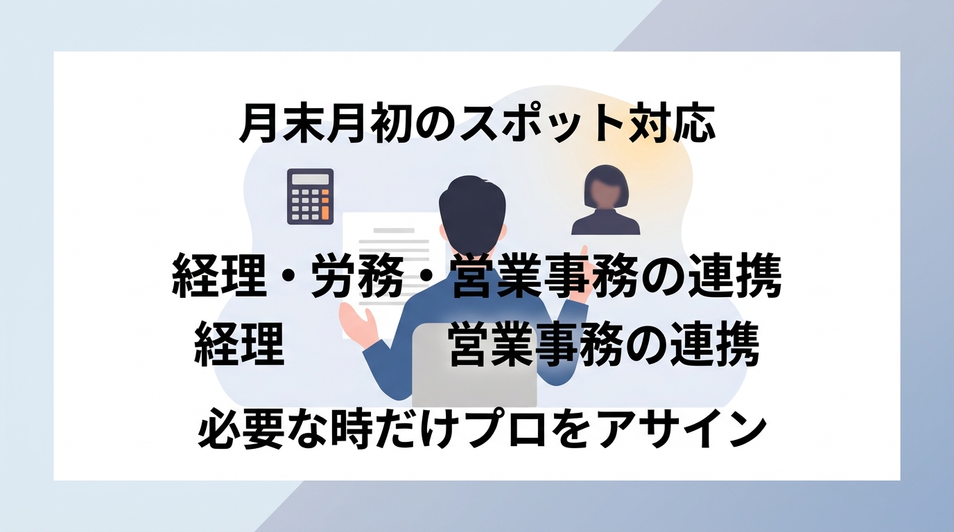 月末月初のスポット対応や、経理以外の事務も外注でカバーできるのか?