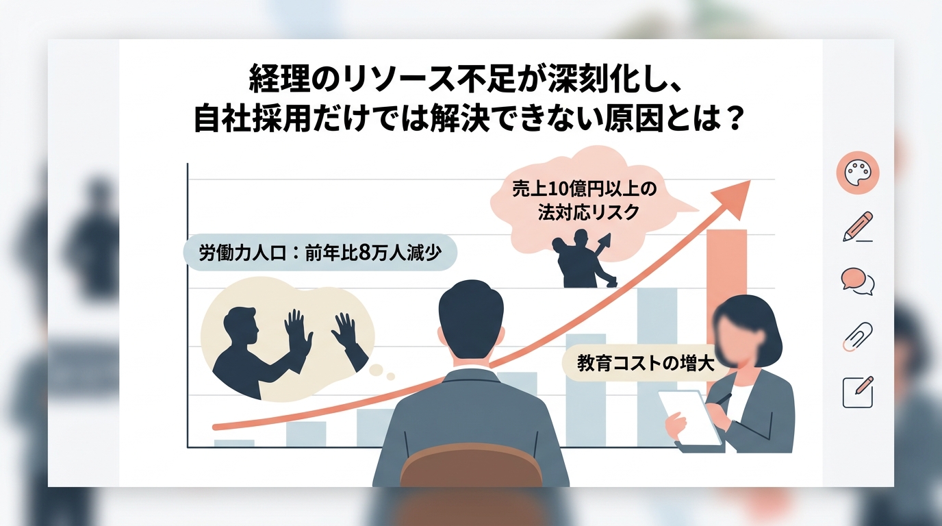 経理のリソース不足が深刻化し、自社採用だけでは解決できない原因とは？