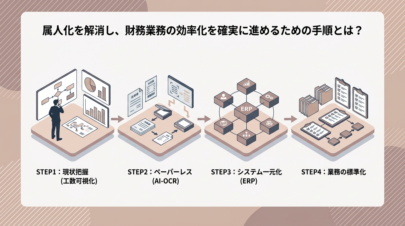 属人化を解消し、財務業務の効率化を確実に進めるための手順とは?