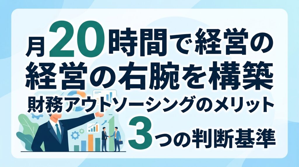 【財務アウトソーシングのメリット】月20時間で「経営の右腕」を構築する3つの判断基準