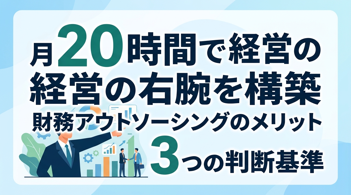 【財務アウトソーシングのメリット】月20時間で「経営の右腕」を構築する3つの判断基準