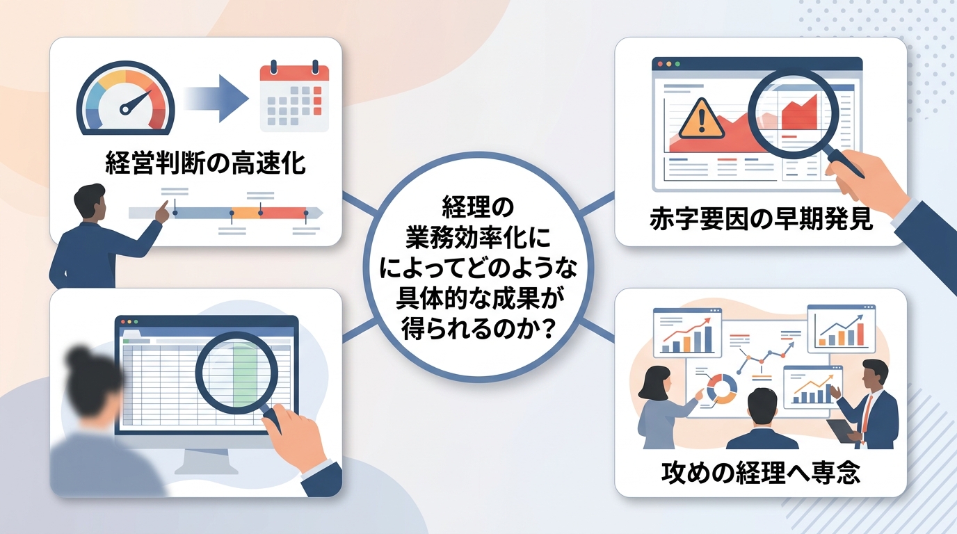 経理の業務効率化によってどのような具体的な成果が得られるのか?