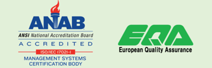 ANAB認定マークとEuropean Quality Assuranceのロゴ